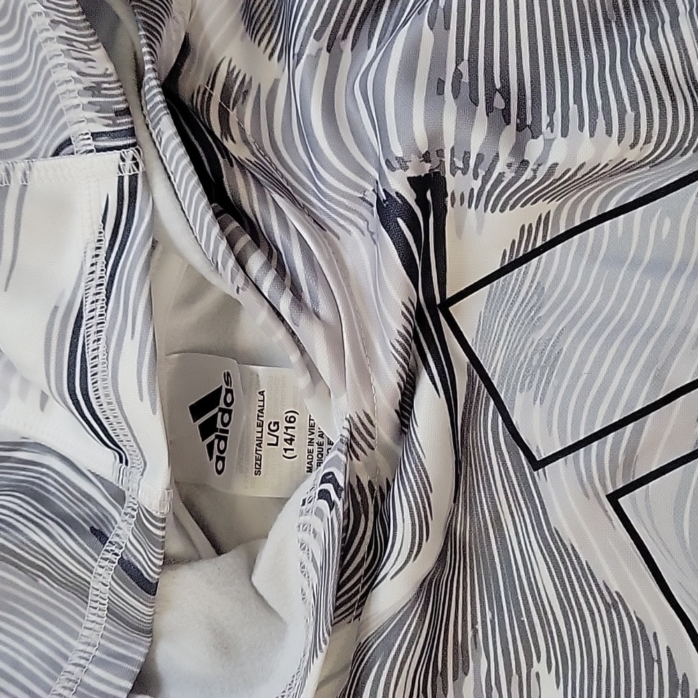 Adidas White Gray Warped Camo Hoodie Sweatshirt Size Large 14/16